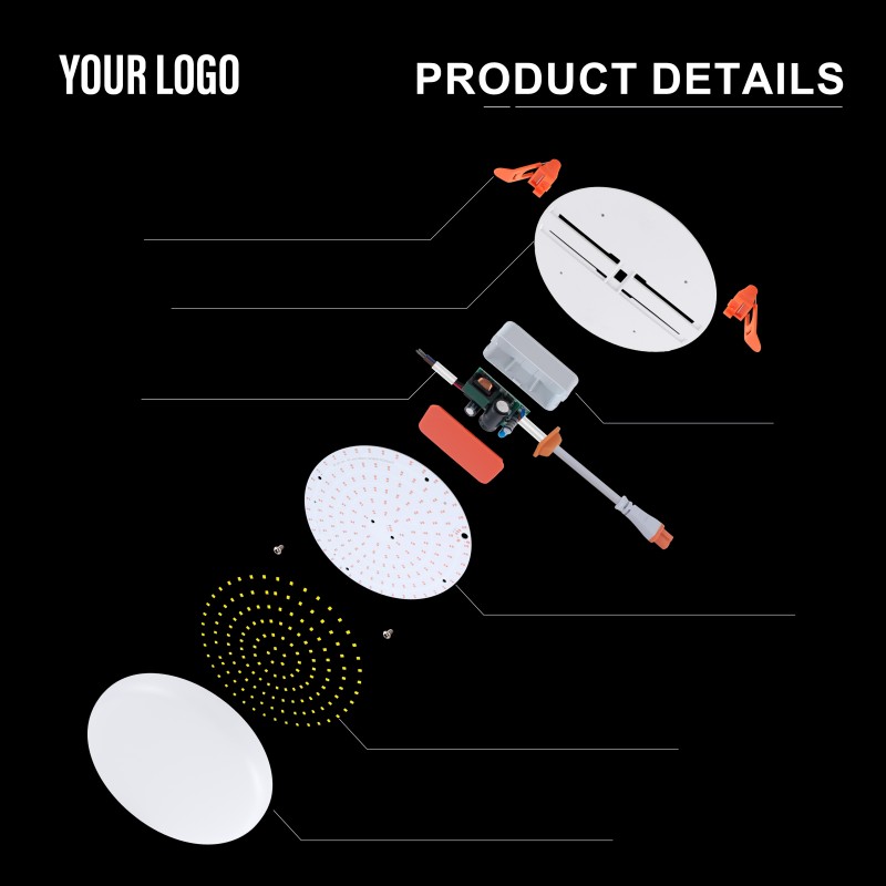 Panneau lumineux LED encastré sans cadre 36 W, aluminium + PC, fer + PP