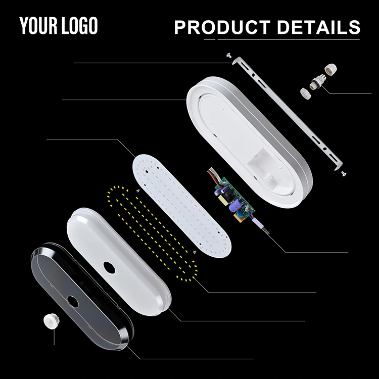 Lampe de cloison de forme ovale à double diffuseur SKD SENSOR 25W PC